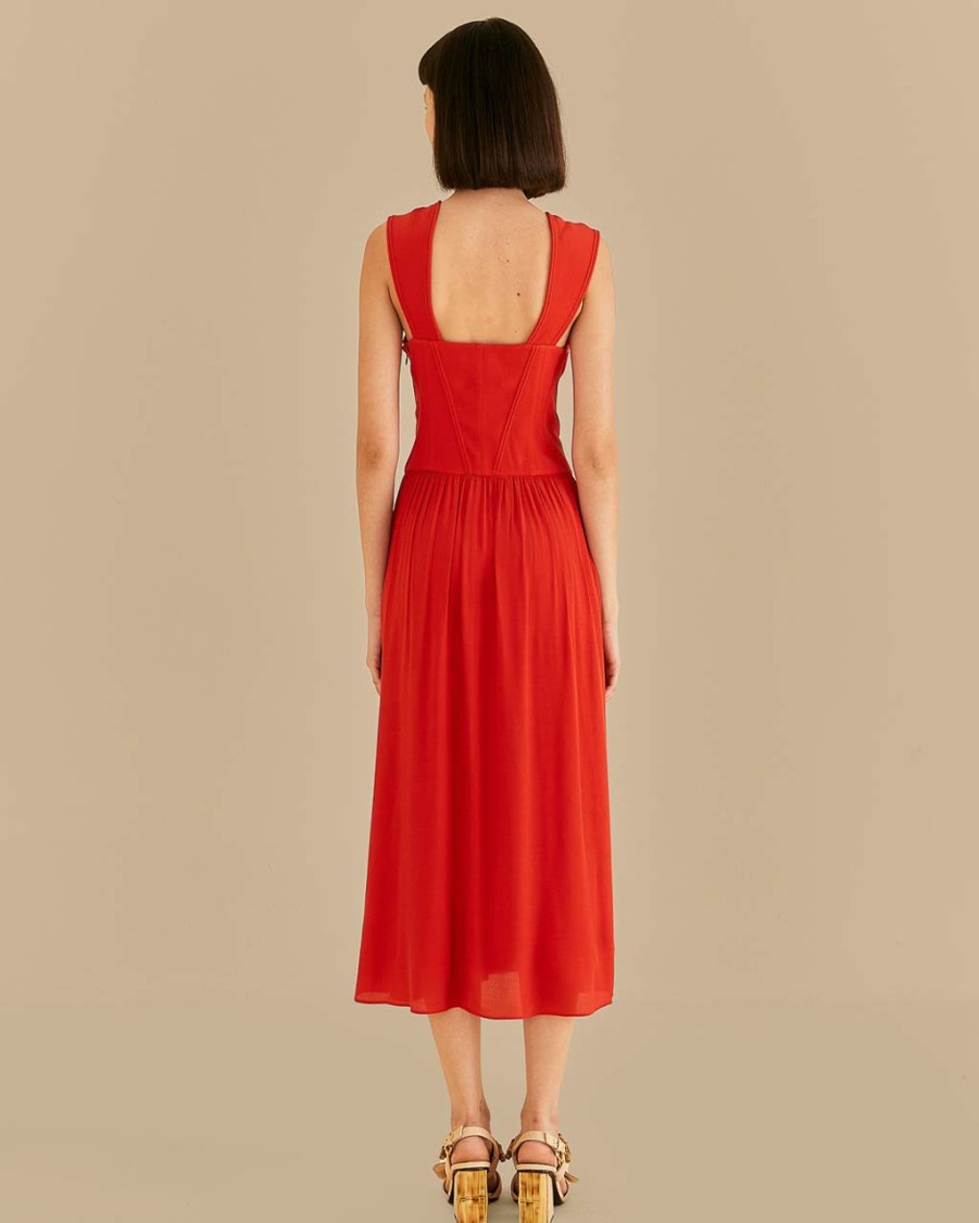 Clothing Farm Rio | Red Bow Detail Sleeveless Midi Dress