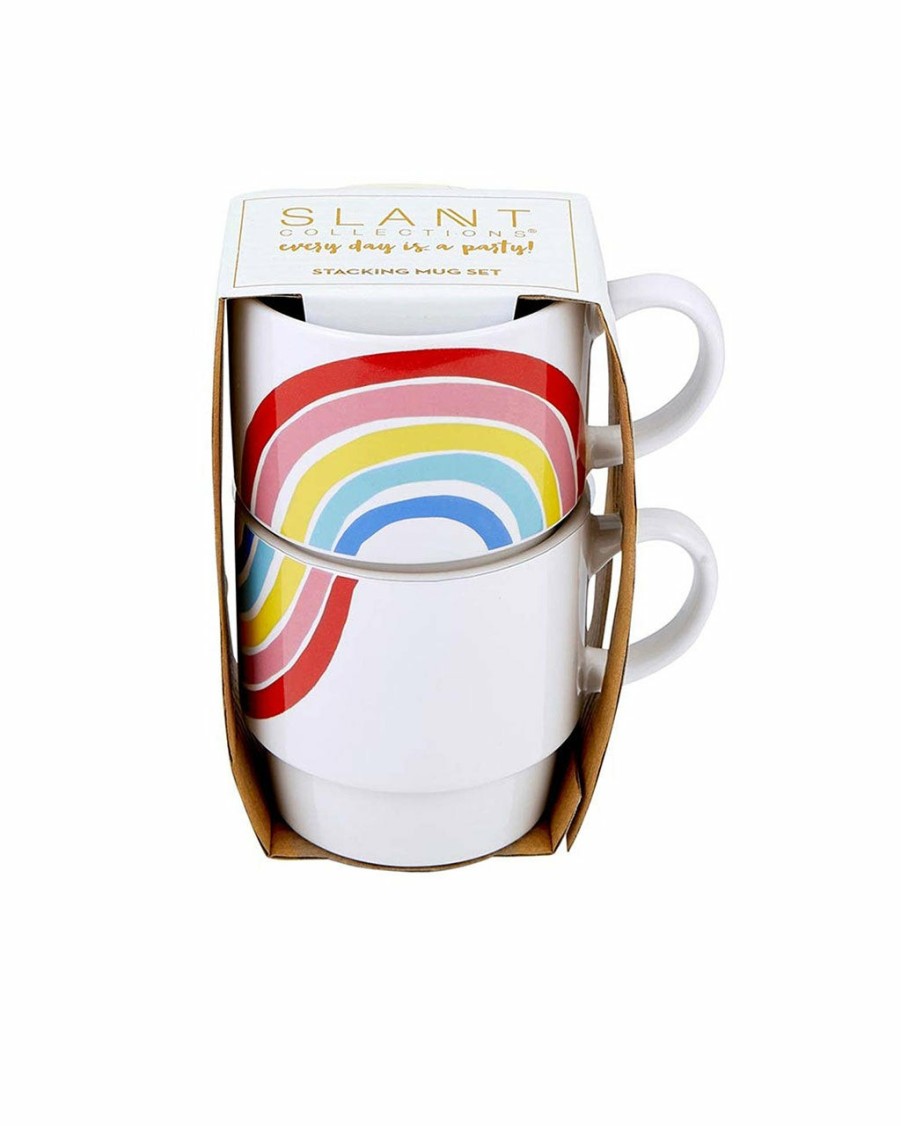 Living Slant Collections | Stacking Mugs Set - Rainbows