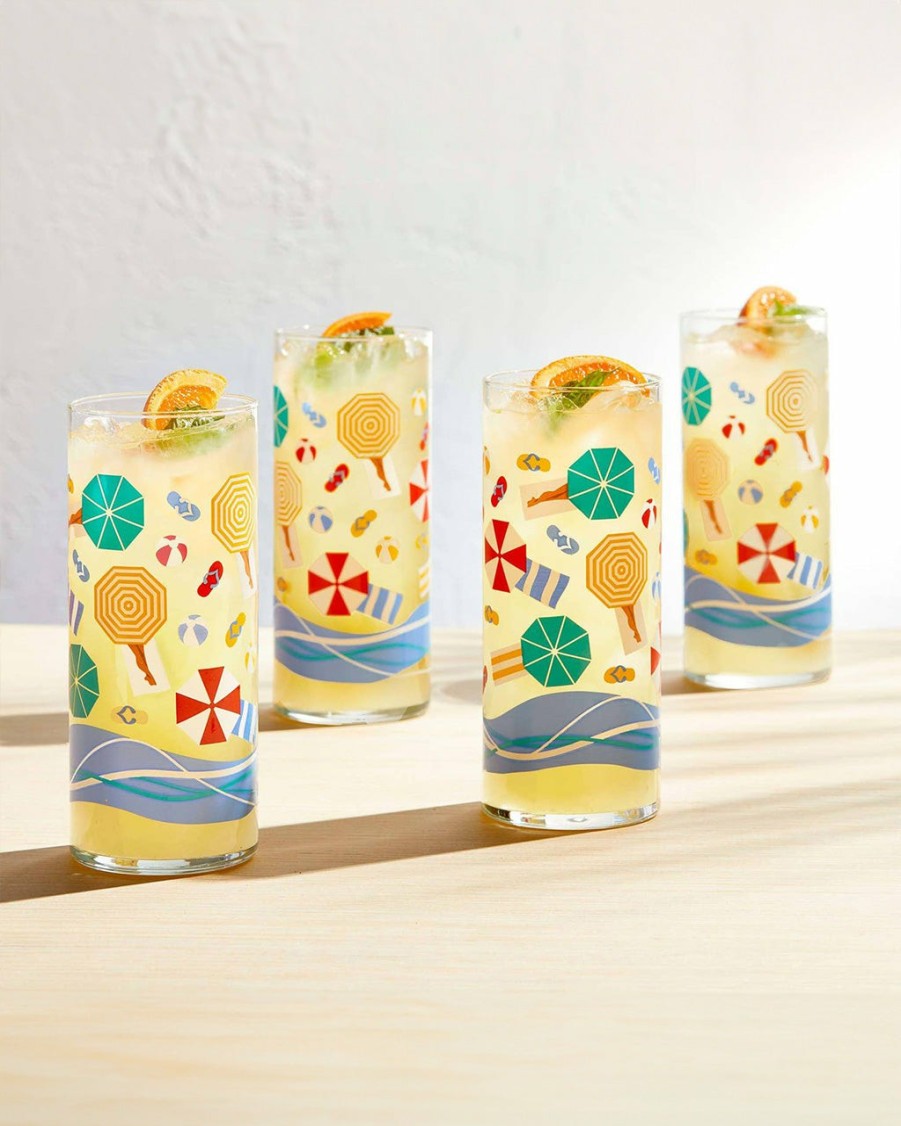 Living Libbey | Vintage Beach Scene Cooler Glasses - Set Of 4