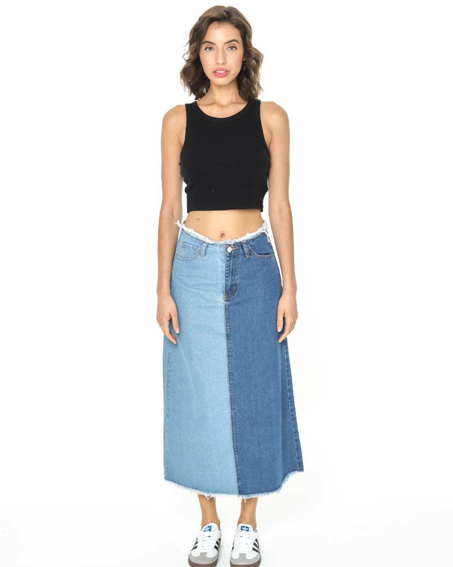 Clothing Another Girl | Cyan Denim Maxi Skirt