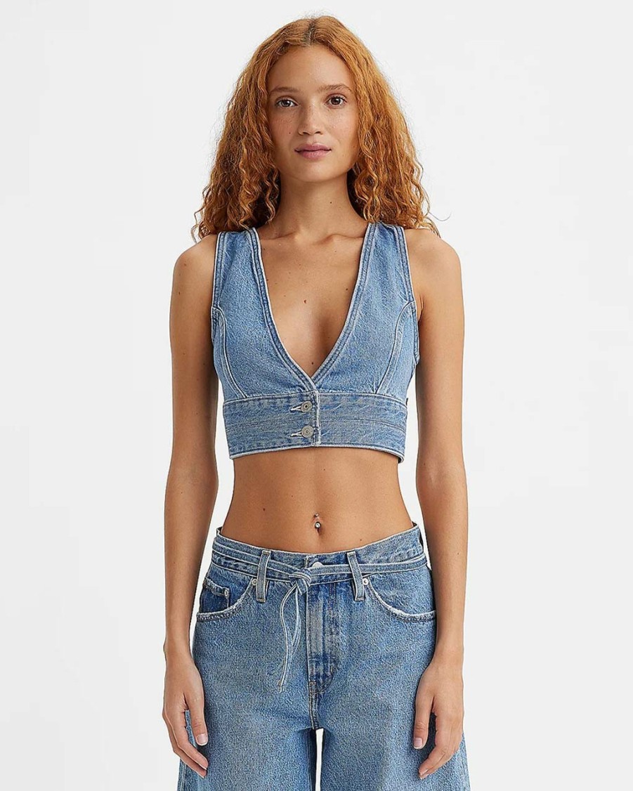 Clothing Levi's | Raine Denim Crop Top - Check Yourself 2