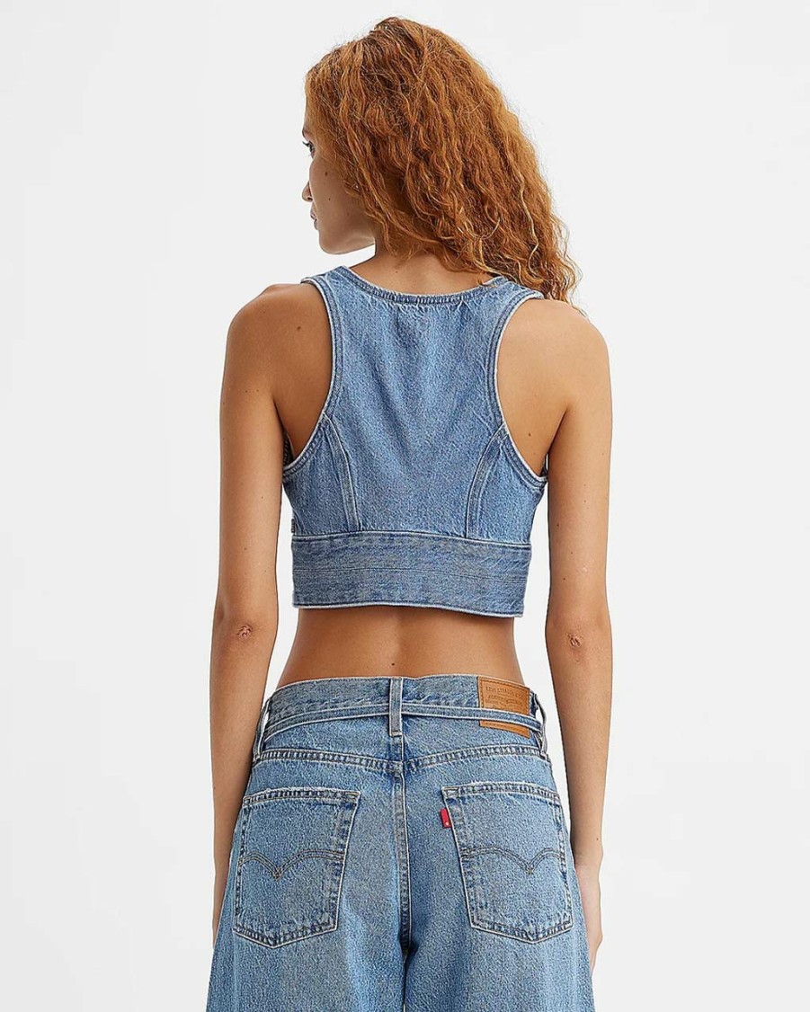 Clothing Levi's | Raine Denim Crop Top - Check Yourself 2