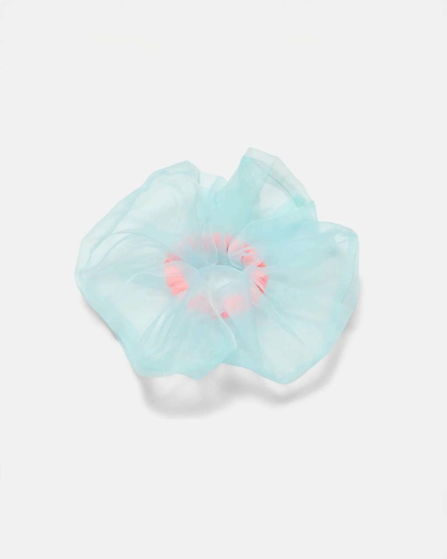 Accessories Chunks | Organza Coil Scrunchie - Blue + Punch