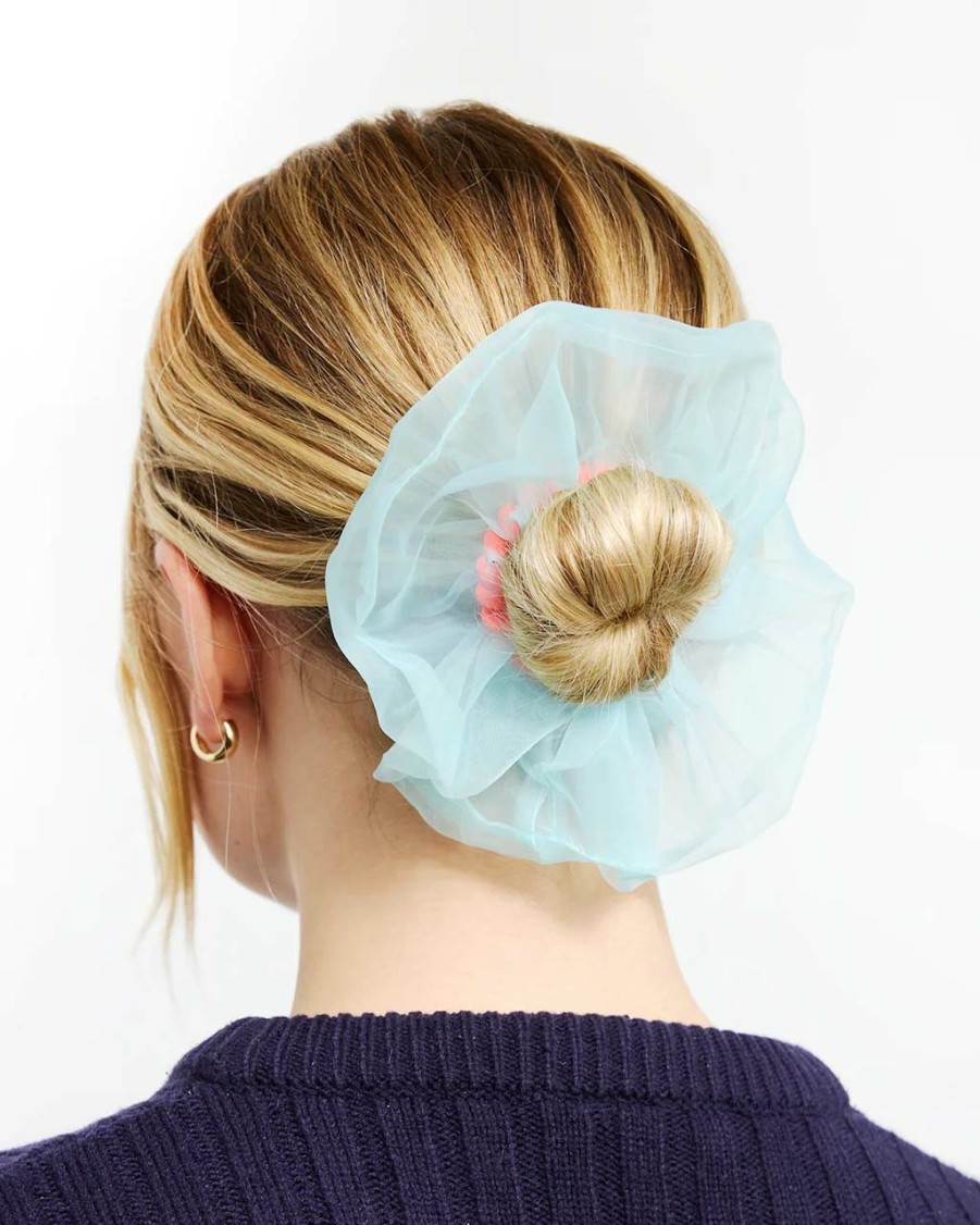 Accessories Chunks | Organza Coil Scrunchie - Blue + Punch