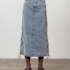 Clothing Moon River | Denim Suede Strap Midi Skirt