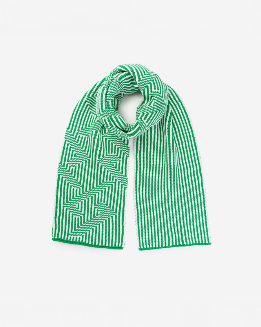 Accessories Verloop | Optical Stripe Big Scarf - Kelly White