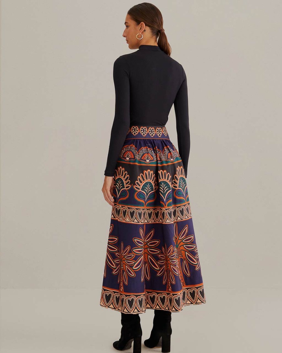 Clothing Farm Rio | Orange Ainika Tapestry Midi Skirt