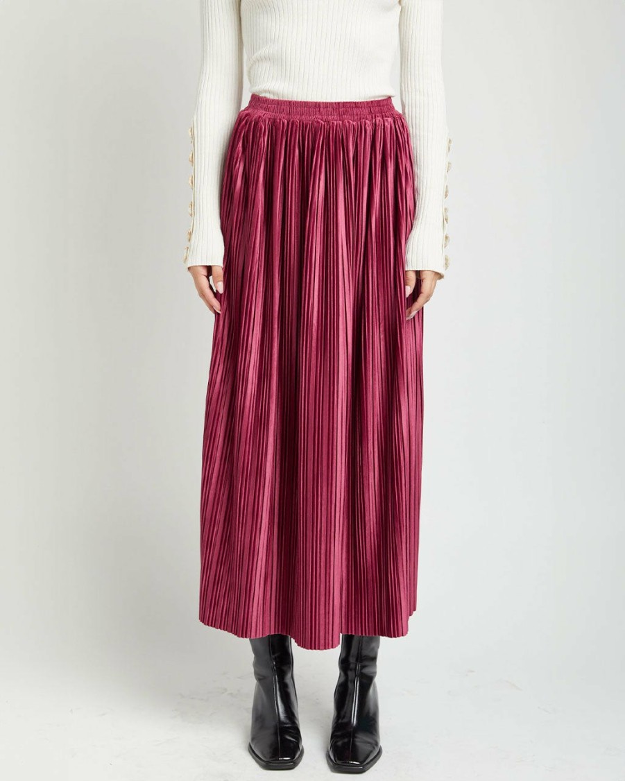 Clothing En Saison | Rozlyn Pleated Midi Skirt - Mulberry