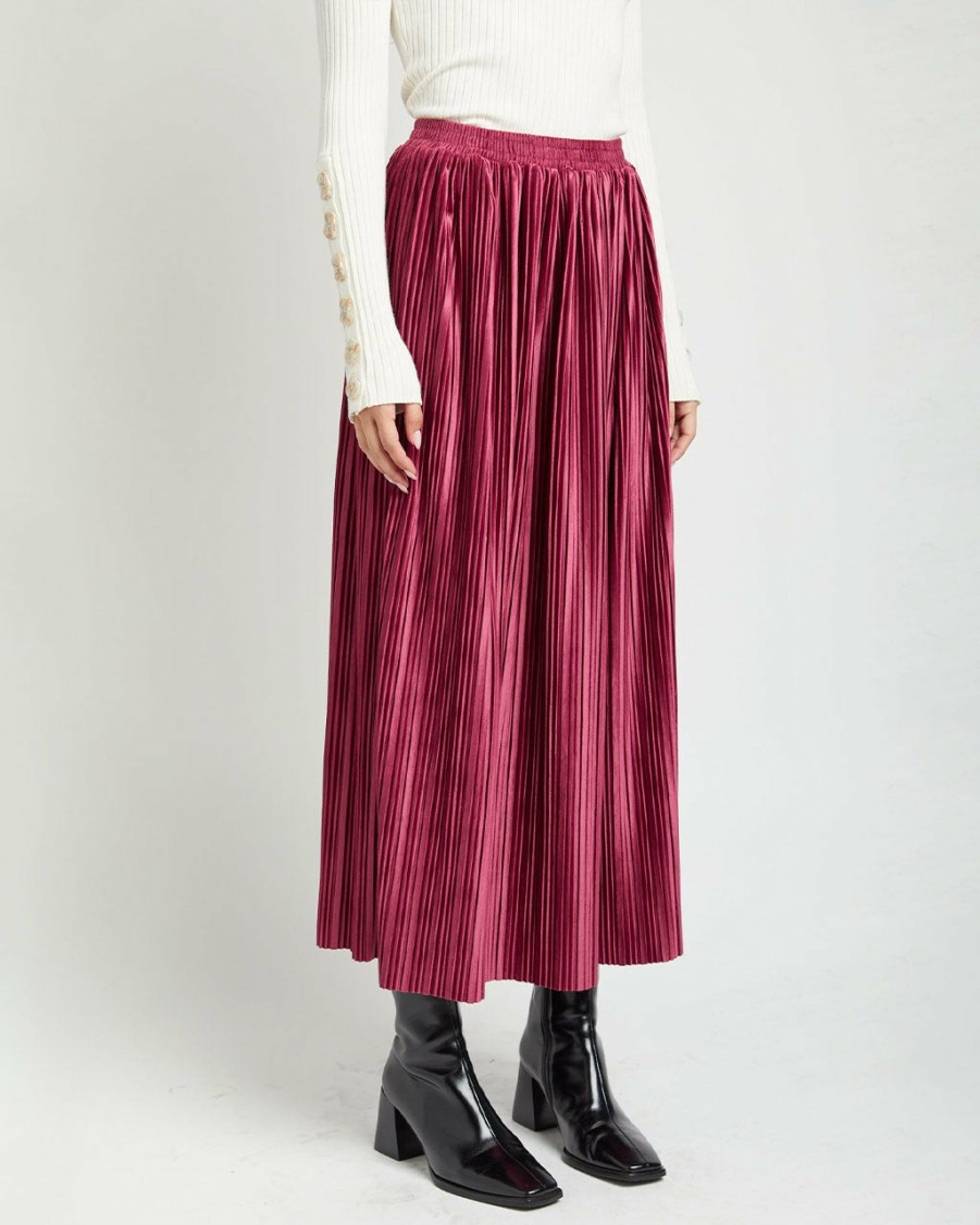 Clothing En Saison | Rozlyn Pleated Midi Skirt - Mulberry