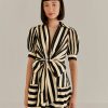 Clothing Farm Rio | Black Mixed Stripes Short Sleeve Mini Dress