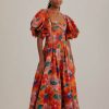 Clothing Farm Rio | Orange Marias Floral Cut-Out Midi Dress