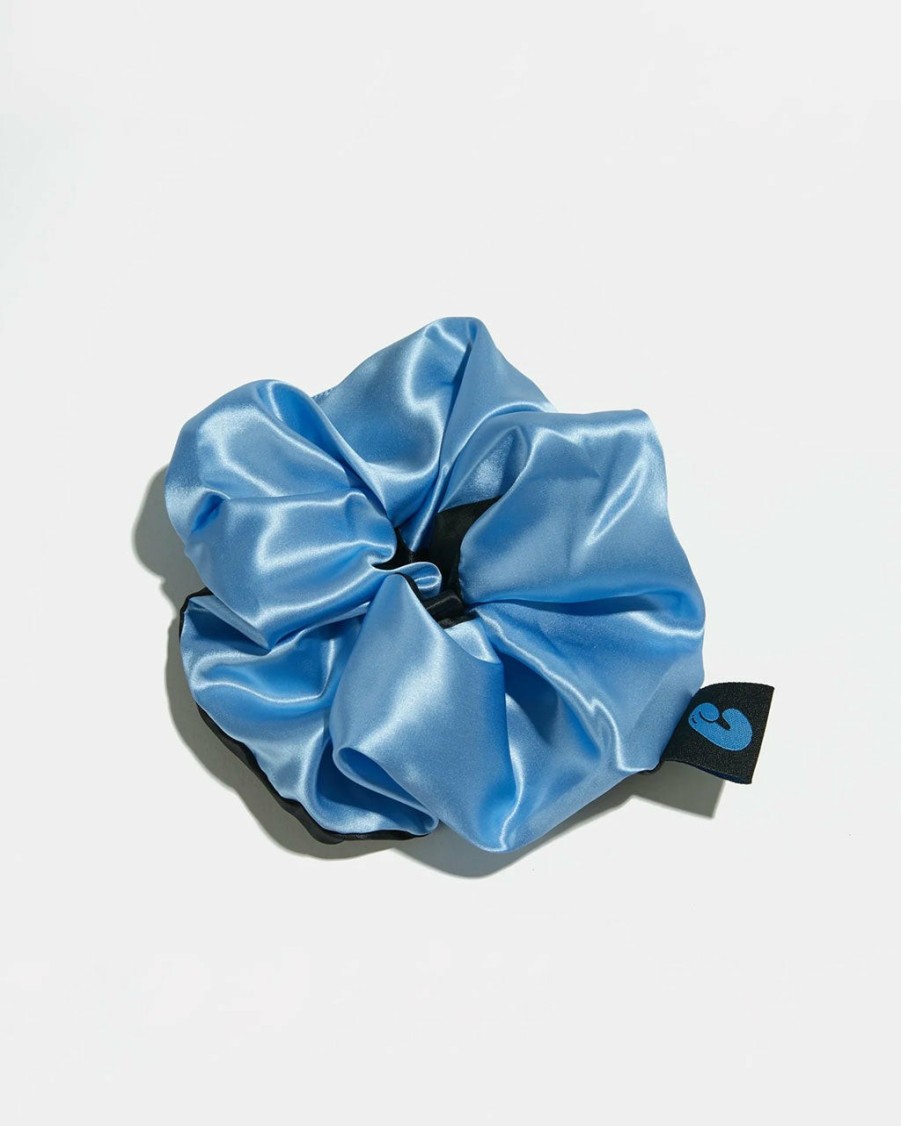 Accessories Chunks | Large Silk Scrunchie - Black + Blue