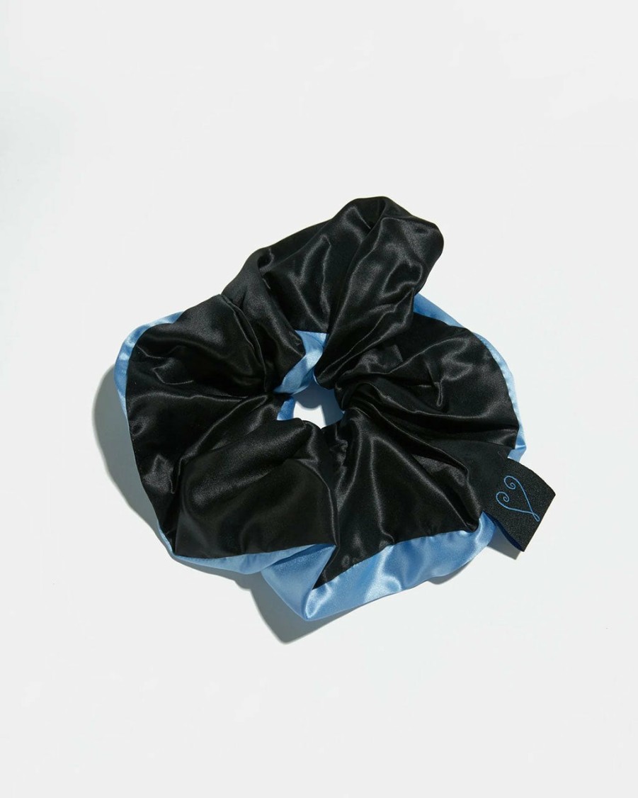 Accessories Chunks | Large Silk Scrunchie - Black + Blue