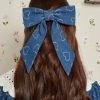 Accessories Sister Jane | Prize Heart Hair Bow - Indigo Blue